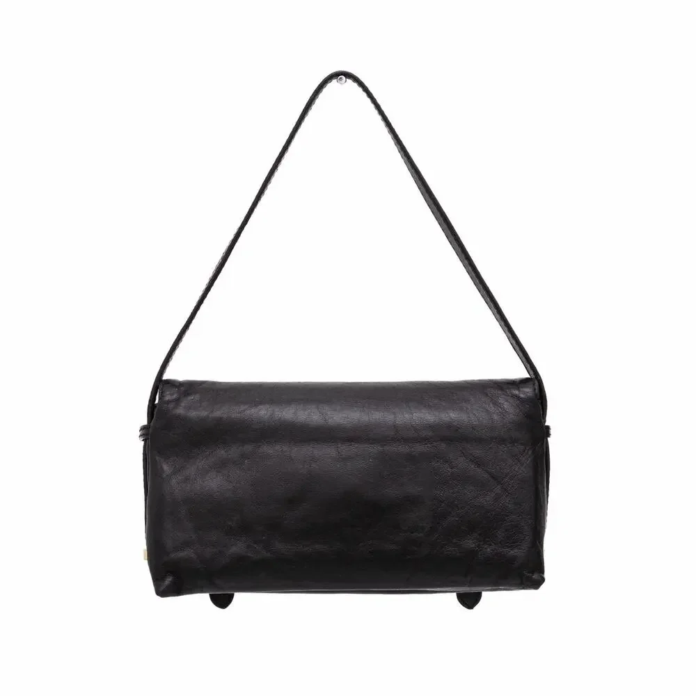 FENDI Sweety Sweet FF Baguette Black Napa Leather Shoulder Flap Bag VTG Y2K